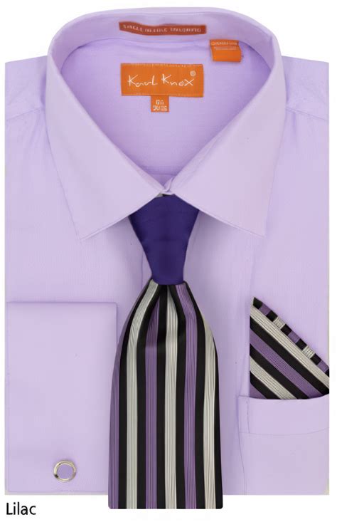 Karl Knox Mens French Cuff Shirt Set Bold Striped Tie