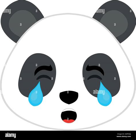 Vector Illustration Of The Face Of A Cartoon Panda Bear With A Sad
