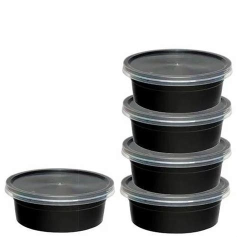 Black 250 Ml Plastic Round Container For Food Storage Packaging Type