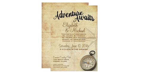 Vintage Adventure Travel Wedding Invitation