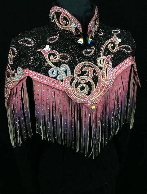 Sand Pink And Black Western Horsemanship Shirt With Optional Fringe