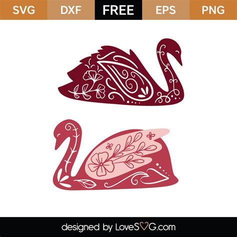 Free Flourish Swans SVG Cut File - Lovesvg.com