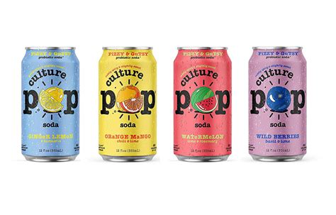 Culture Pop Sparkling Probiotic Soda 4 Flavor Variety 12 Fl Oz Cans