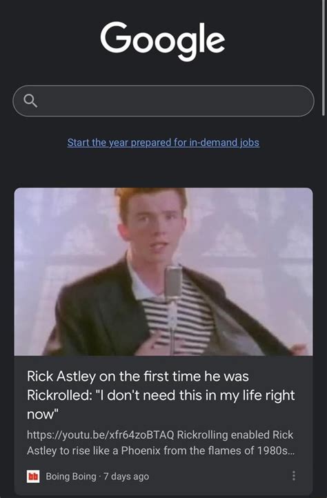 Google Start The Year Prepared For In Demand Jobs Rick Astley On The First Time He Was