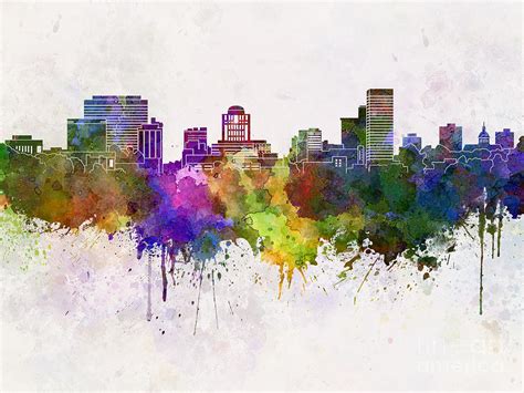 Duluth Skyline In Watercolor Background Painting By Pablo Romero
