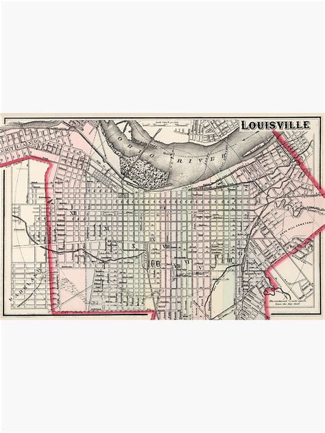 Vintage Map Of Louisville Kentucky 1884 Art Print For Sale By