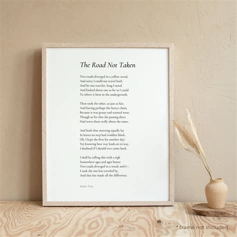 The Road Not Taken By Robert Frost Poem Print Poetry Print Etsy