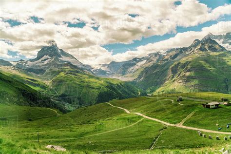 View From Gornegrat In The Alps Towards The Matterhorn In Summer Swiss