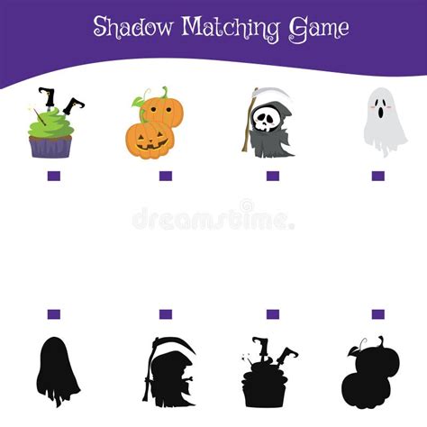 Shadow Matching Game For Preschool Children Stock Vector Illustration