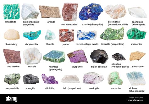 Collection From Gemstones And Minerals With Names Stock Photo Alamy