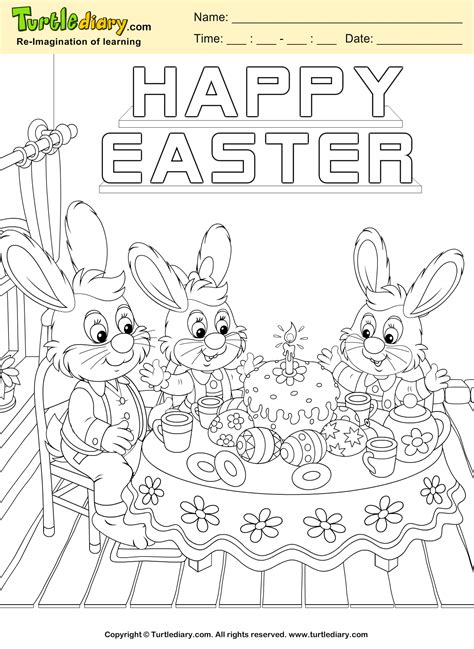 Easter is fun and exciting. Happy Easter Bunny Coloring Sheet | Turtle Diary