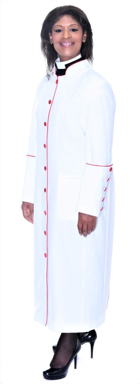 Ladies Rachel Clergy Robe In White With Red Full Length Robe Lady Clergy