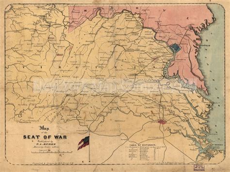 1861 Map Map Of The Seat Of War Virginia And Maryland Maryland