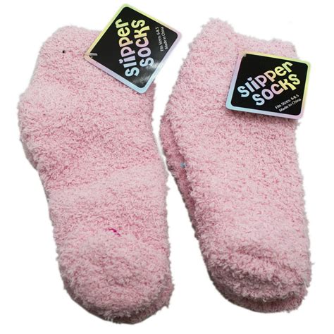 Socks Light Pink Colored Fuzzy Slipper Socks 2 Pairs Size 6 85