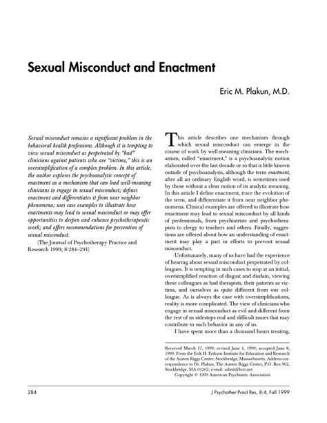 Pdf Sexual Misconduct And Enactment
