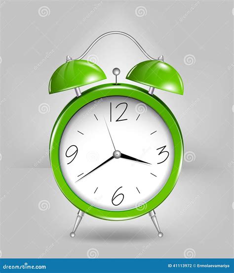 Green Alarm Clock Vector Stock Vector Illustration Of Hour 41113972