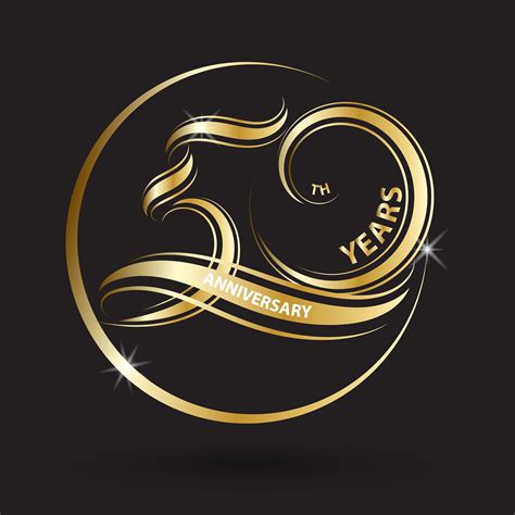 Golden 50th Anniversary Sign And Logo For Gold Celebration Symbol