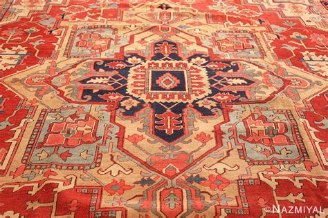 This is a oversize antique blue floral collectible oriental circa 1900 persian serapi heriz rug. Large Persian Heriz Serapi Rug 49162 Nazmiyal Persian Rugs