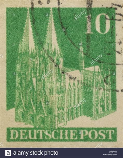 Mit diesen selbstklebenden briefmarken ist ihre. Grün 10 Pfennig Deutsche Post Briefmarke Kölner Dom ...