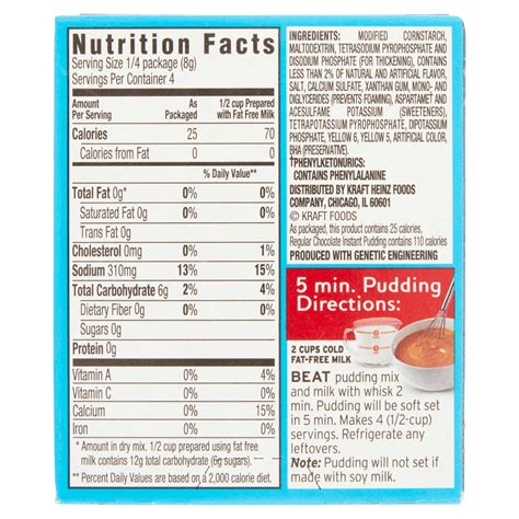 30 Sugar Free Pudding Nutrition Label Labels Design Ideas 2020