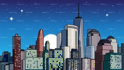 City At Night Background Cartoon Clipart Vector Friendlystock