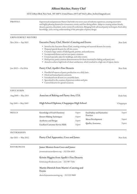 Pastry Chef Resume Examples And Writing Tips 2022 Free Guide