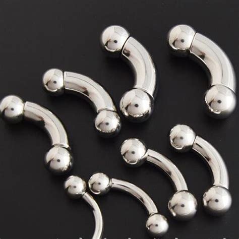 1 Piece Big Size Titanium Stainless Steel Straight Barbell Rings Curved