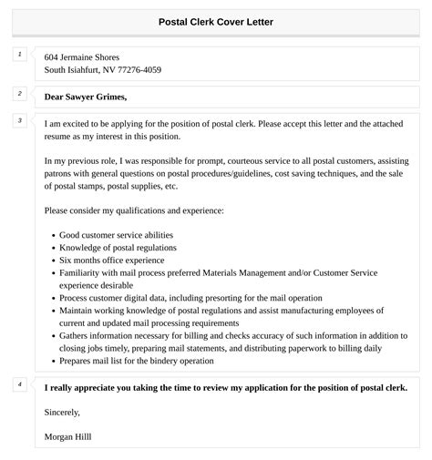 Postal Clerk Cover Letter | Velvet Jobs