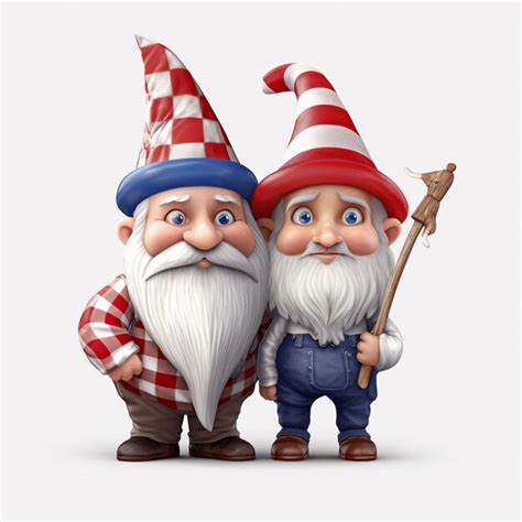 Premium Photo There Are Two Gnomes Standing Next To Each Other With A