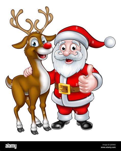 Un Santa Claus Y Sus Renos De Navidad Personajes De Dibujos Animados