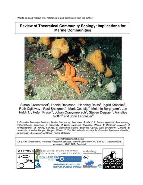Pdf Review Of Theoretical Community Ecology Implications For Marine