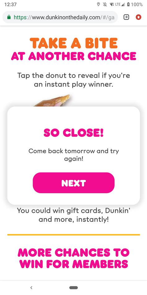 Dunkin' Daily Sweepstakes – Any instant winners yet? : DunkinDonuts