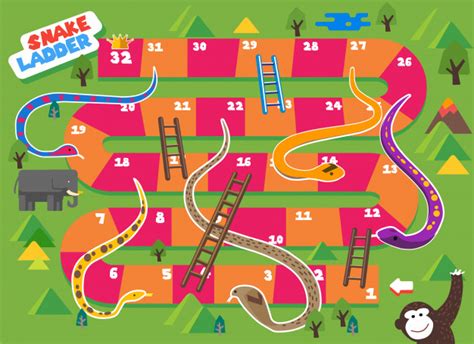 Nuestros juegos matemáticos para niños de preescolar incorporan contextos significativos y elementos visuales que sirven de apoyo para el aprendizaje de conceptos abstractos. El juego de mesa snake and ladder es divertido para niños | Descargar Vectores Premium