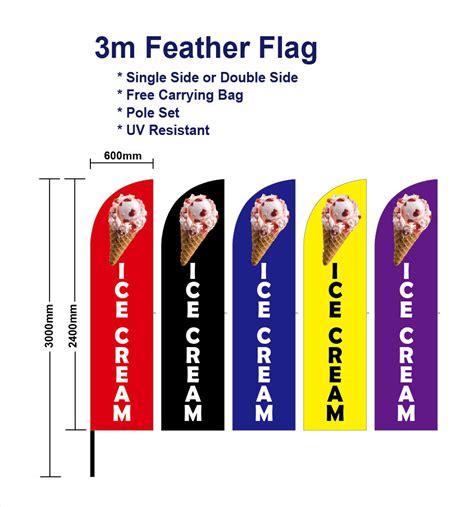 M Outdoor Ice Cream Feather Flags With Base Kits Spike