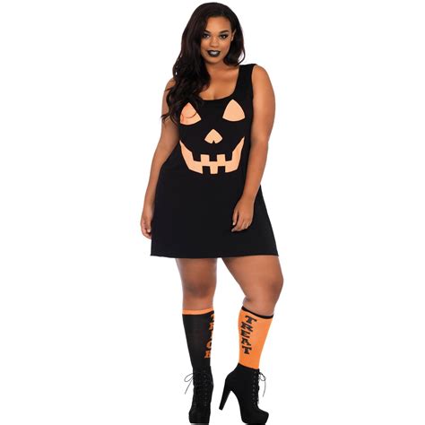 this plus size jersey pumpkin dress is comfortable cute and festive halloween mode plus size