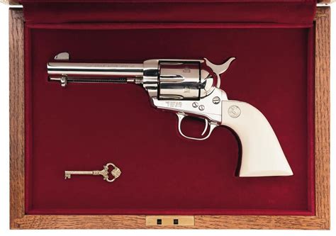 Cased Nickel Plated Colt Single Action Army Revolver With Ivory Grips