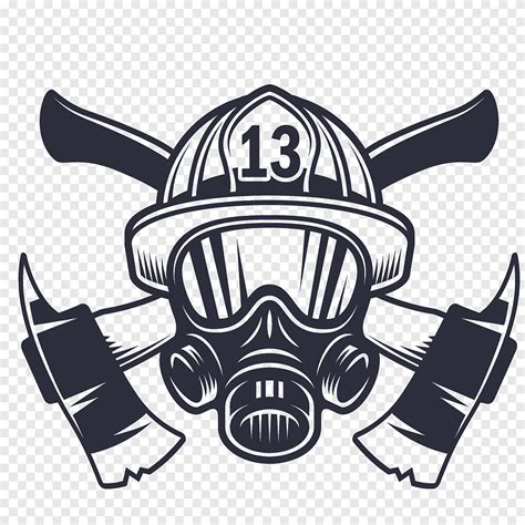 Fireman Mask With Axe Logo Illustration Firefighters Helmet Fire