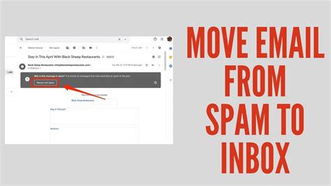 How To Move Email From Spam To Inbox In Gmail Youtube