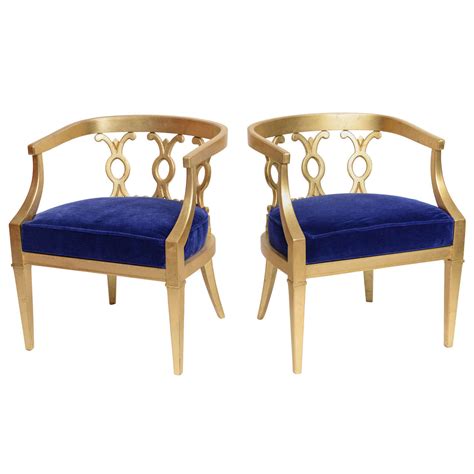 Pair Of Vintage Dorothy Draper Attribution Hollywood Regency Chairs At