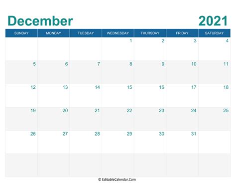 Free, easy to print pdf version of 2021 calendar in various formats. December 2021 Calendar Templates