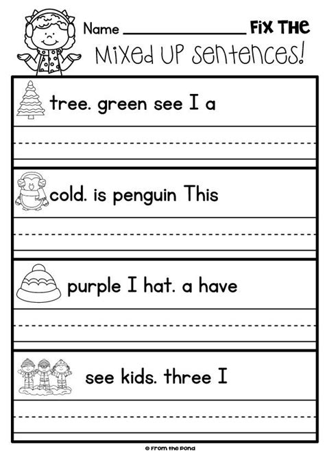 Fix The Sentence Worksheet Kindergarten