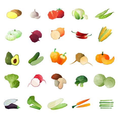 Polygonal Vegetables Icon Set 482160 Vector Art At Vecteezy