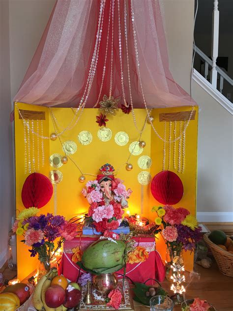 Diy Ganpati Decoration Ideas For Home Diwali Ganpati Pooja Ganesh The