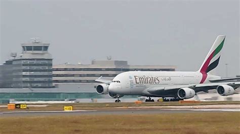 Emirates A380 B777 Takeoffs At Manchester Airport Youtube