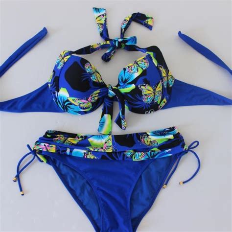 Sexy Butterfly Pattern Swimsuit Swimwear Bikini Blue On Luulla