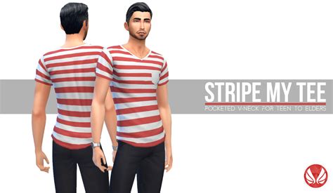 My Sims 4 Blog Stripe My Tee Pocketed V Neck For Teen Elder Males By