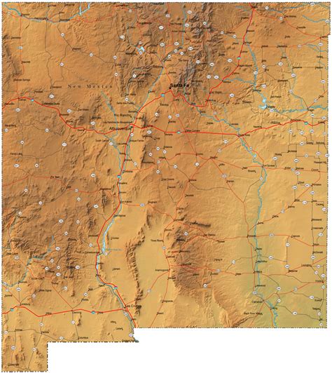 Detailed New Mexico Map Nm Terrain Map