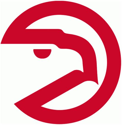 In 1972, the famous pacman logo was developed and it's now back as part of. Atlanta Hawks Alternate Logo (1973) - A red circle with a hawks head above script | Hawk logo ...