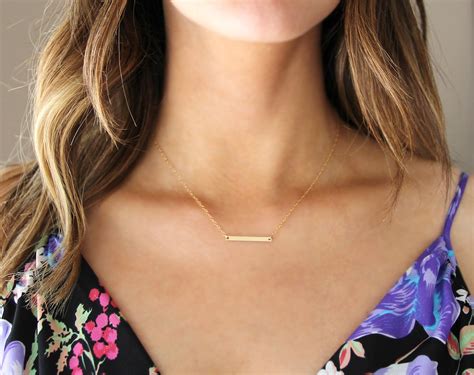 Gold Bar Necklace Layering Necklace Dainty Jewelry Bar Etsy