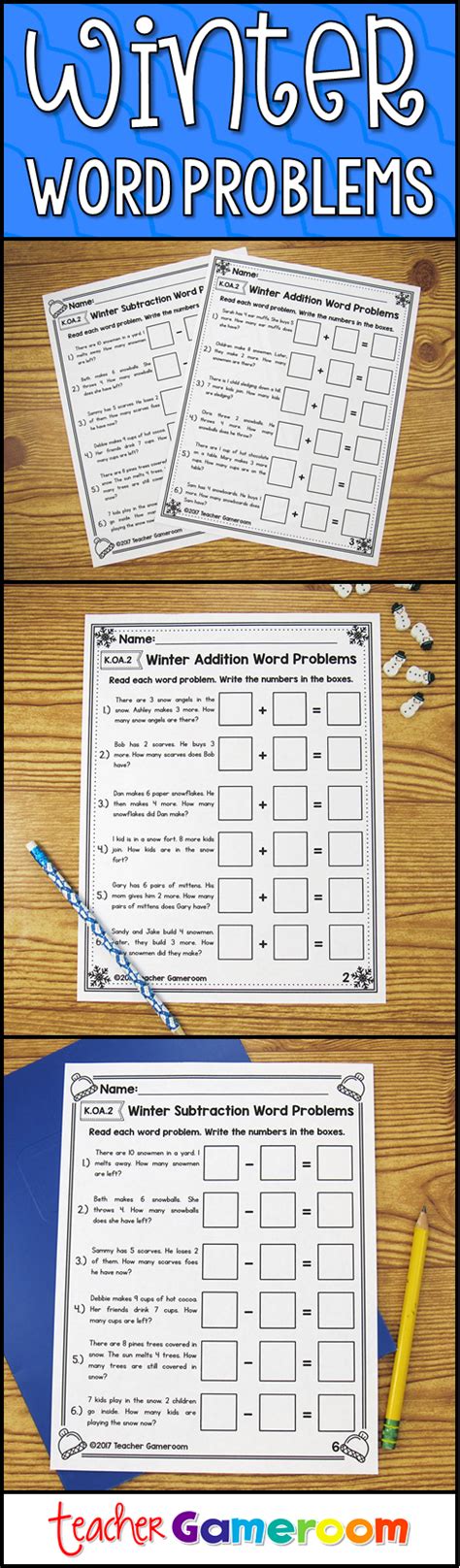Not sure how to teach a student who speaks only a little english or none at all? Kindergarten Winter Word Problems | Winter words, Word problems, Kindergarten